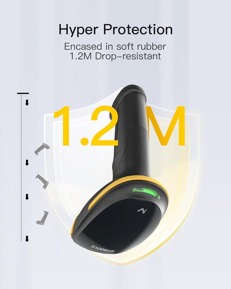Inateck Bluetooth Barcode Scanner 2D, Wireless 2D QR Code Scanner with 2600 mAh Battery and Smart Charging Base, Handheld Scanner Support AI, APP, SDK, BCST-36 - Image 5